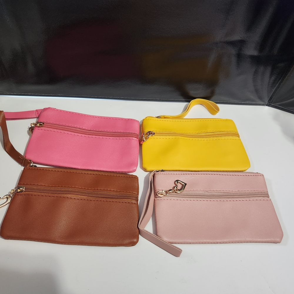 Stylish Women's Clutch Set - Pink, Yellow, Brown, and Tan Bundle